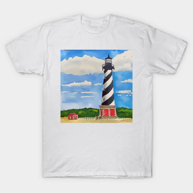 Lighthouse on Cape Hatteras National Seashore T-Shirt by WelshDesigns